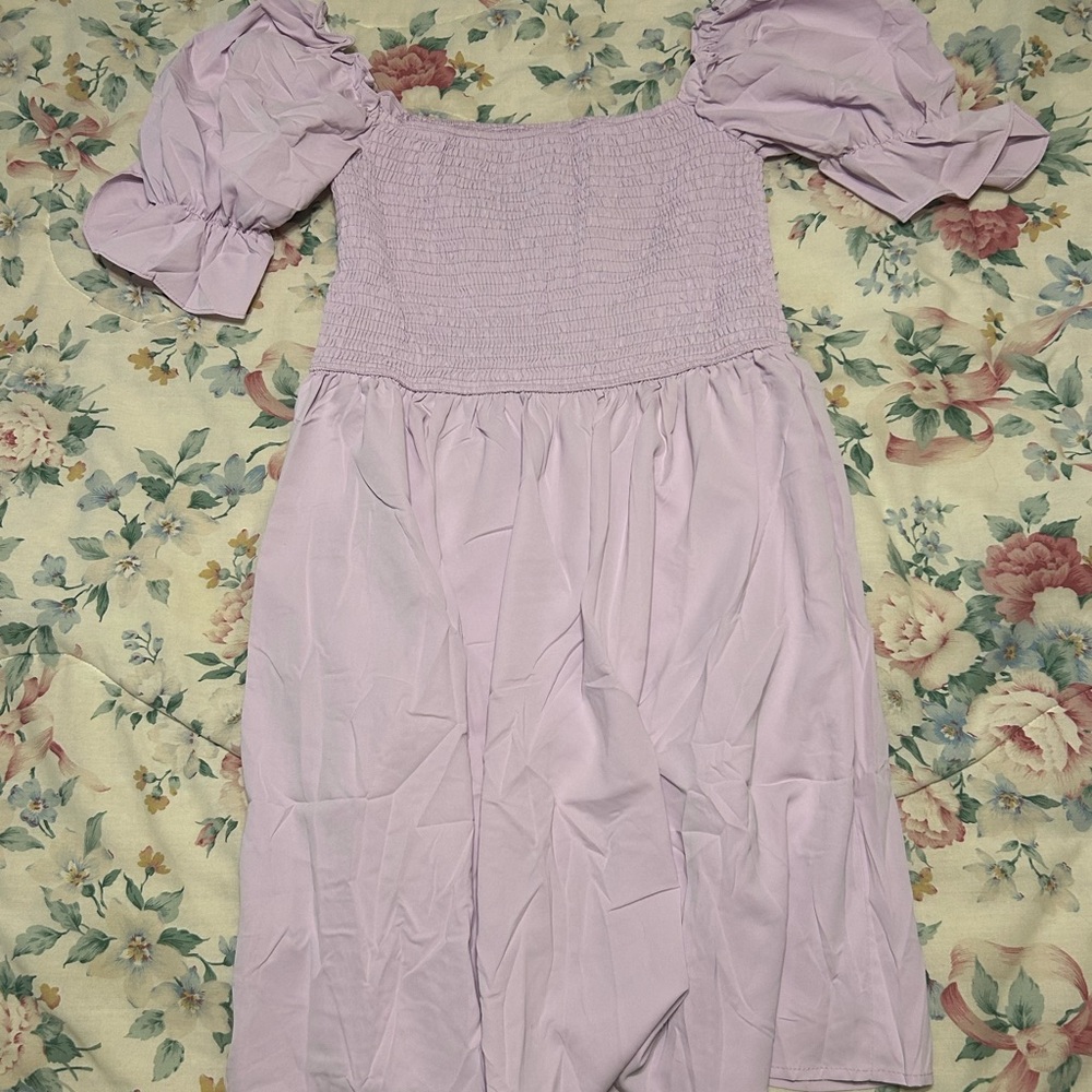 Lavender Puff Sleeve Dress